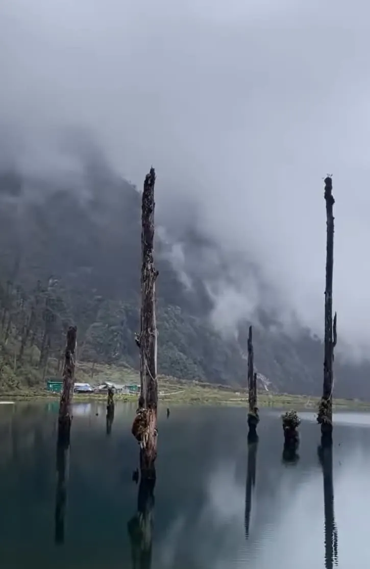 Mechuka valley with monastery and forested hills in western Arunachal Pradesh