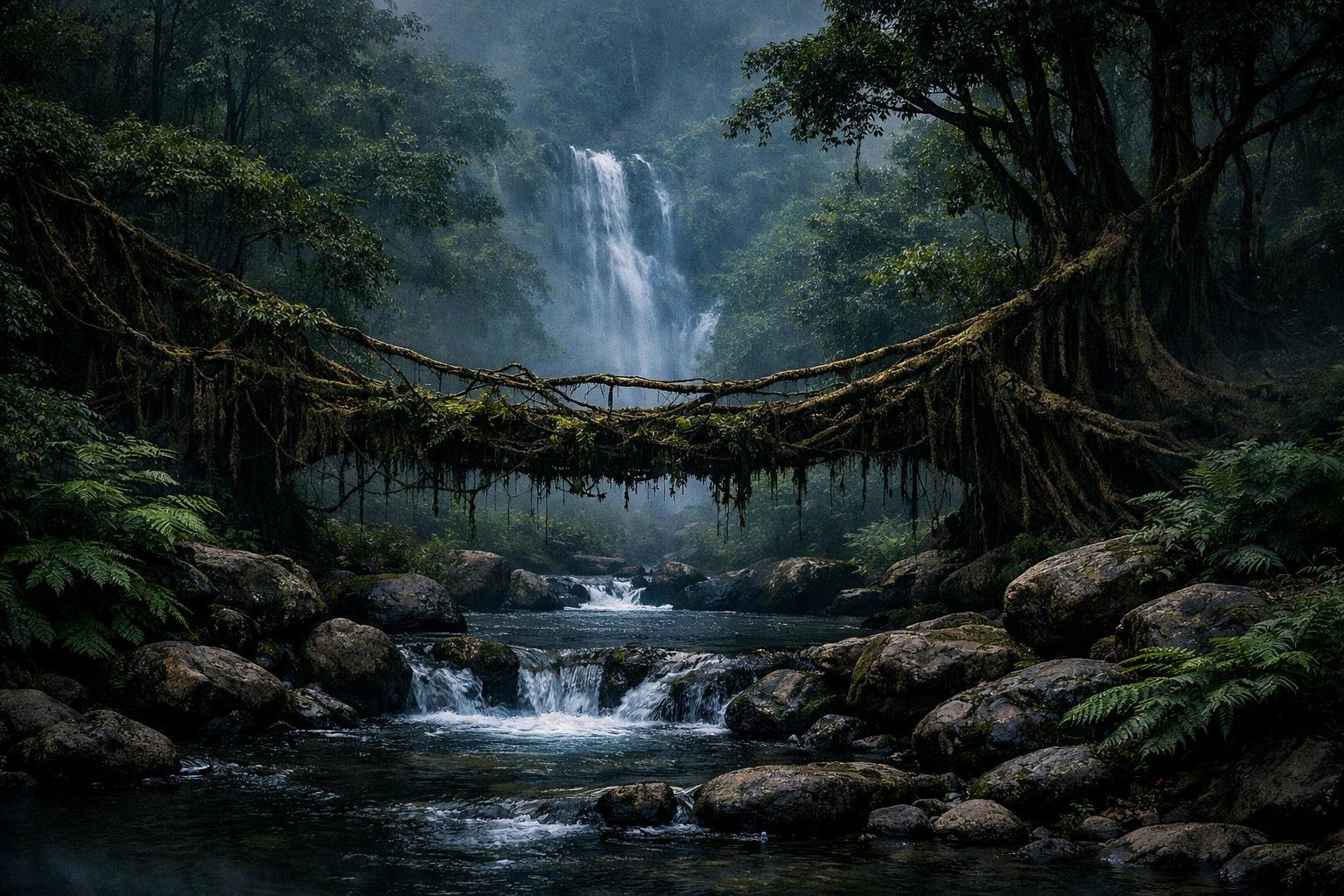 Living root bridges in Meghalaya
