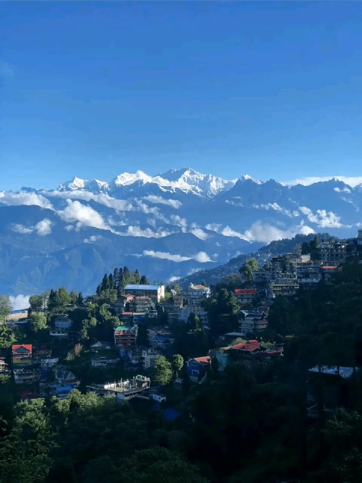 Snow peaks above a Northeast hill town on the Arunachal with Meghalaya circuit