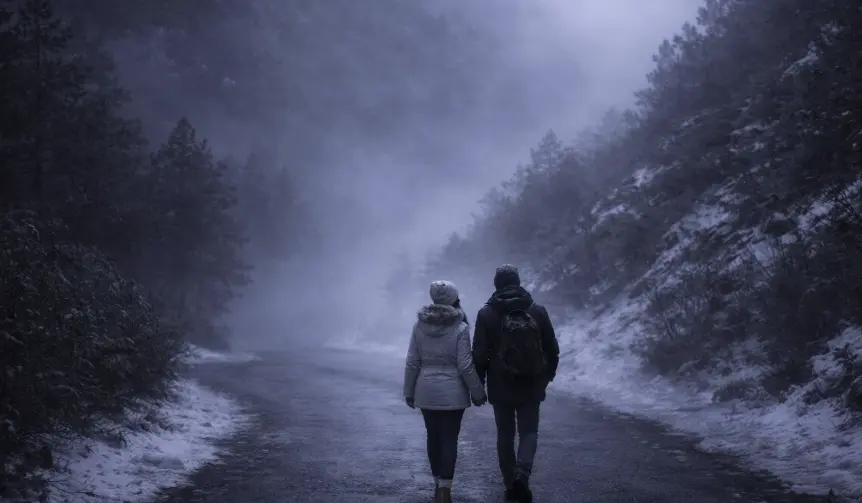 Couple watching a Himalayan sunset on the Sikkim honeymoon package